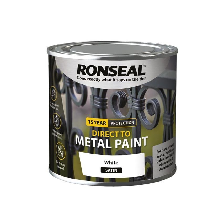 Direct to Metal Paint White Satin 250ml RSLDTMWS250