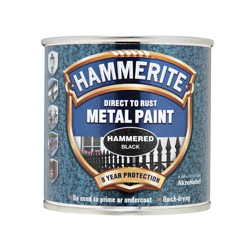 Direct to Rust Hammered Finish Metal Paint Black 250ml HMMHFBL250
