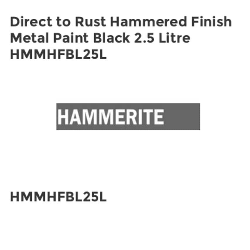 Direct to Rust Hammered Finish Metal Paint Black 2.5 Litre HMMHFBL25L