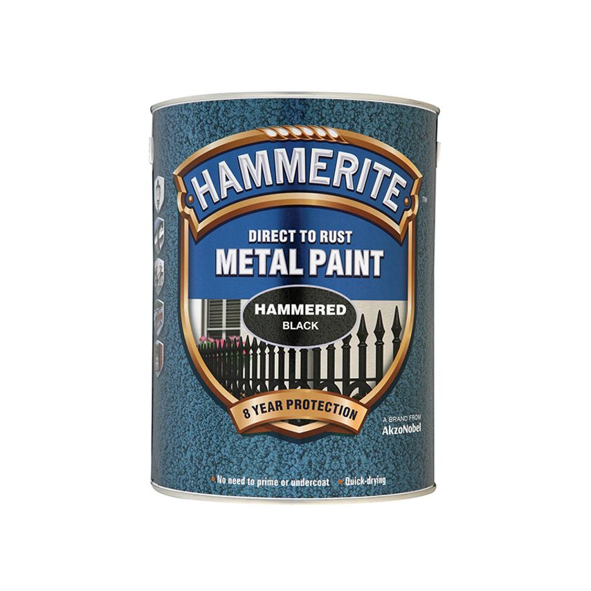Direct to Rust Hammered Finish Metal Paint Black 5 Litre HMMHFBL5L