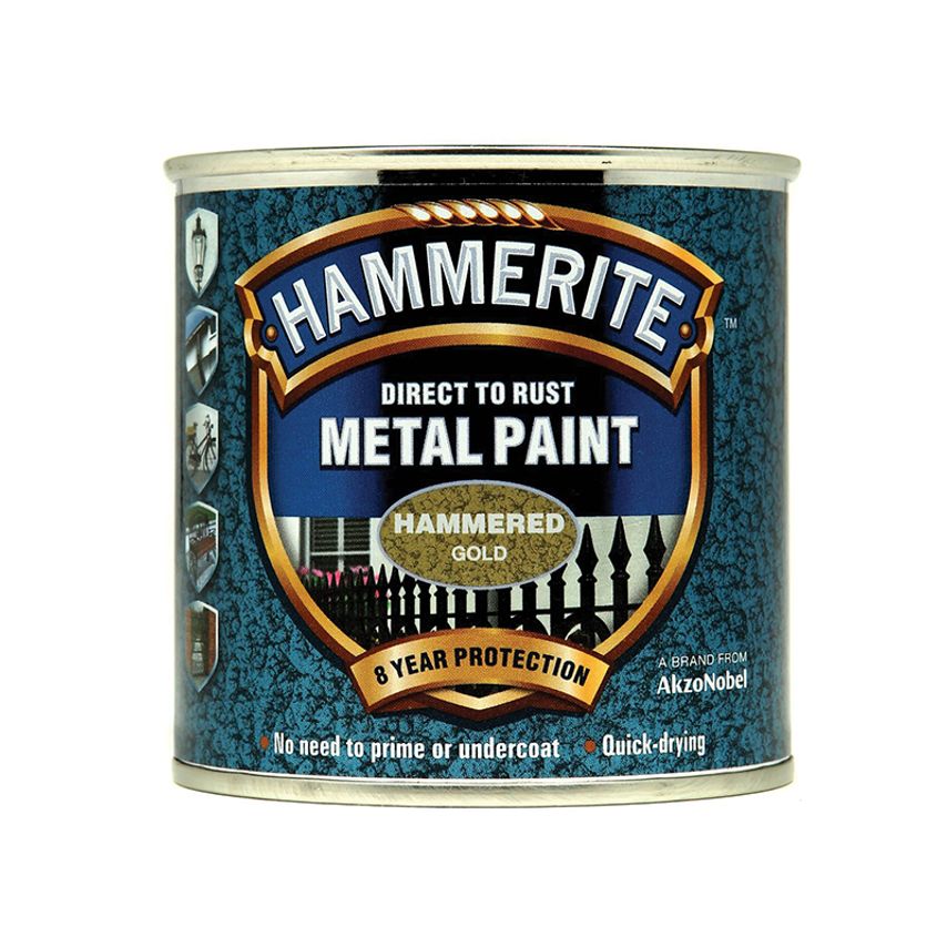 Direct to Rust Hammered Finish Metal Paint Gold 250ml HMMHFGO250
