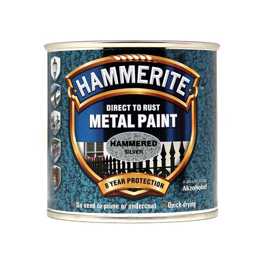 Direct to Rust Hammered Finish Metal Paint Silver 250ml HMMHFSG250
