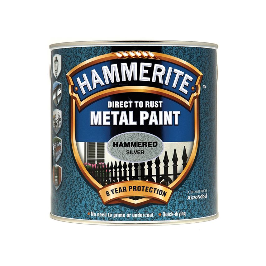 Direct to Rust Hammered Finish Metal Paint Silver 2.5 Litre HMMHFSG25L