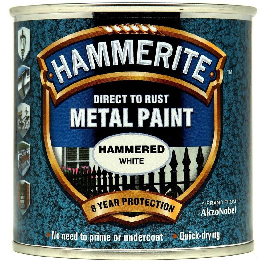 Direct to Rust Hammered Finish Metal Paint White 250ml
