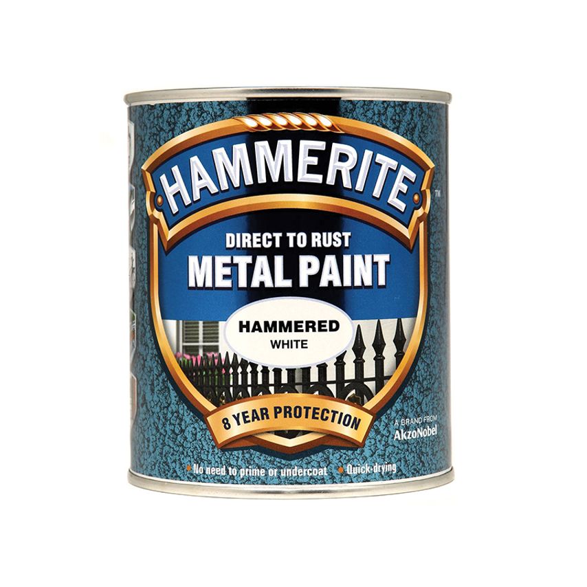 Direct to Rust Hammered Finish Metal Paint White 750ml HMMHFW750