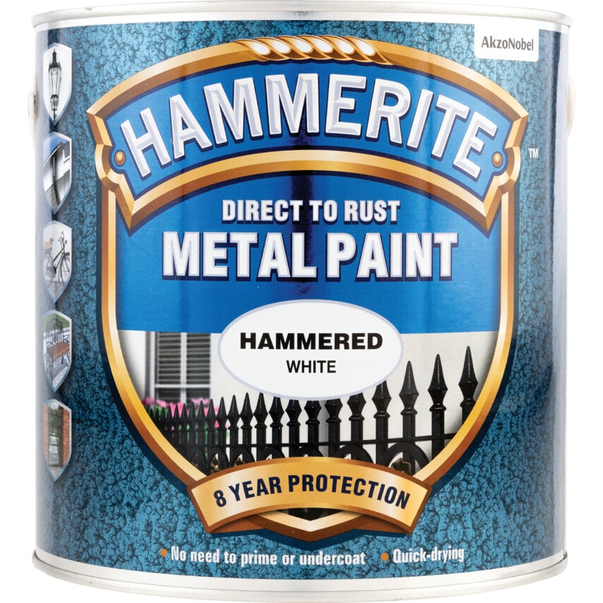 Direct to Rust Hammered White Metal Paint - 2.5LTR