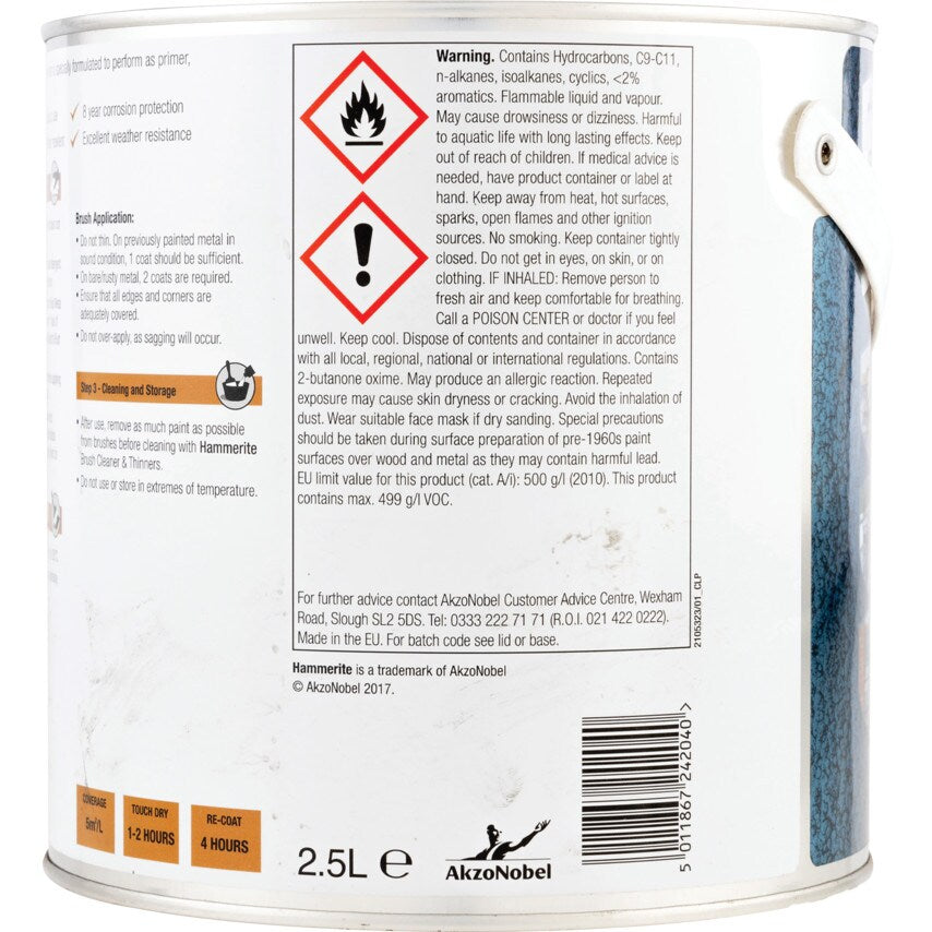 Direct to Rust Hammered White Metal Paint - 2.5LTR