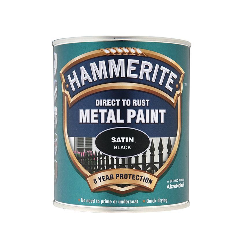 Direct to Rust Satin Finish Metal Paint Black 750ml HMMSATBL750