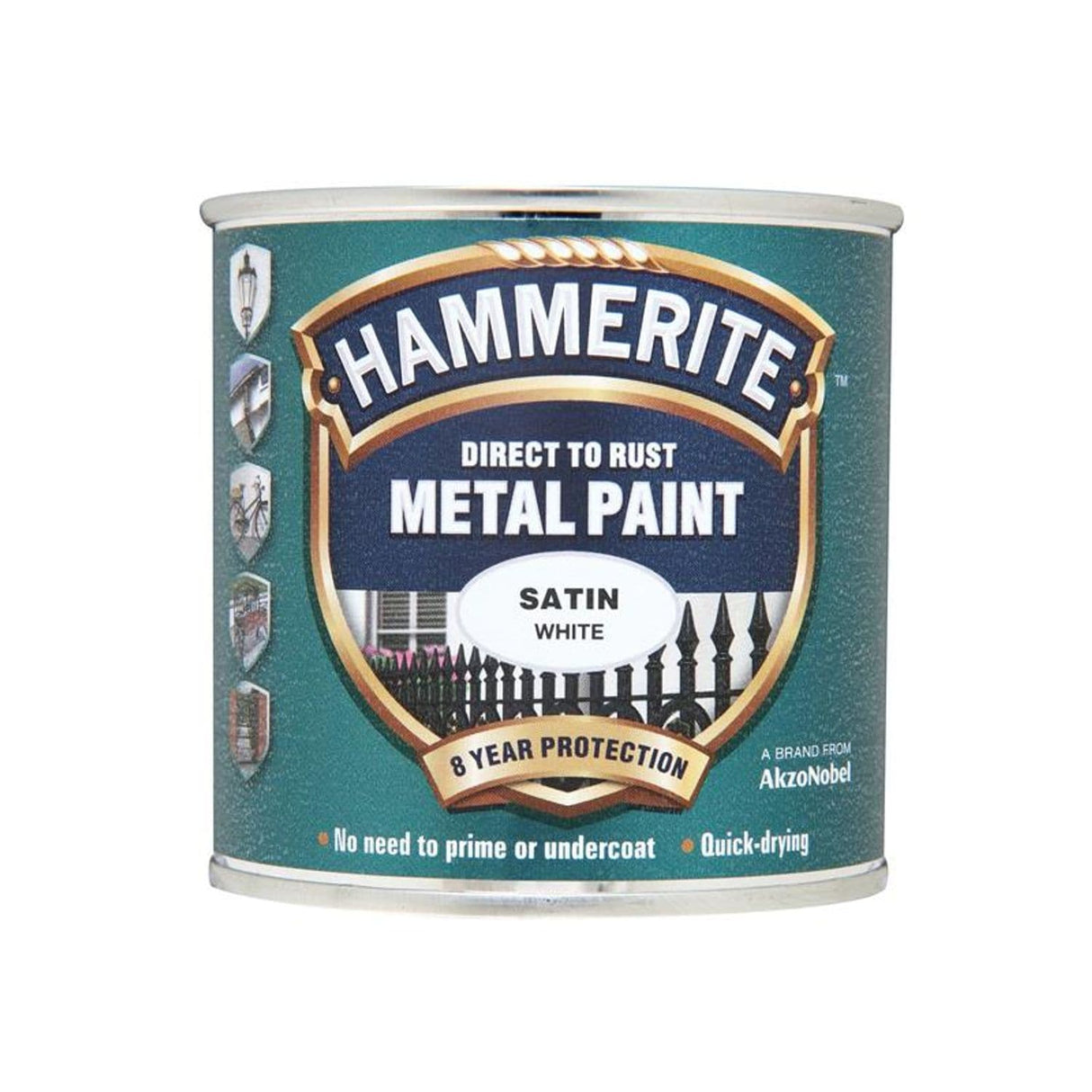 Direct to Rust Satin Finish Metal Paint White 250ml HMMSAFW250