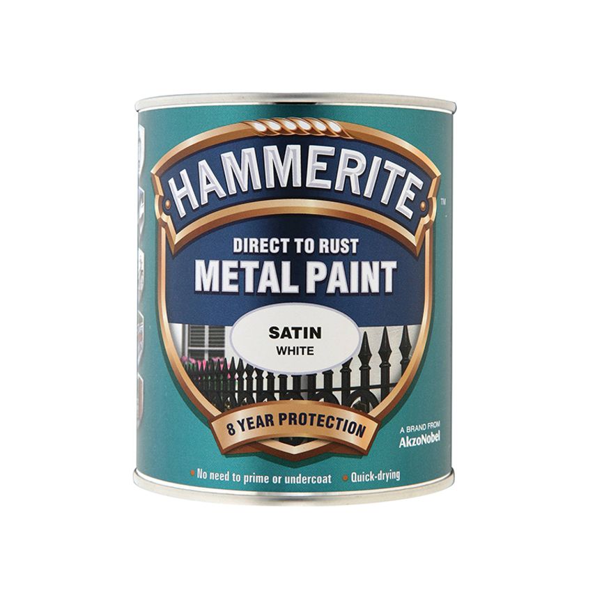Direct to Rust Satin Finish Metal Paint White 750ml HMMSATW750