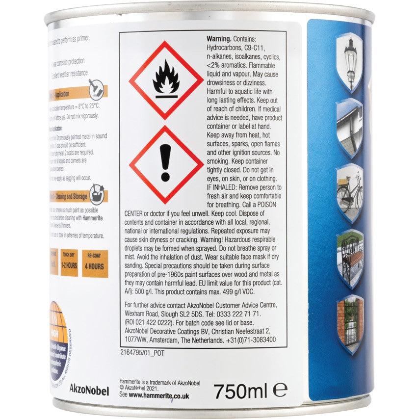 Direct to Rust Smooth Blue Metal Paint - 750ML