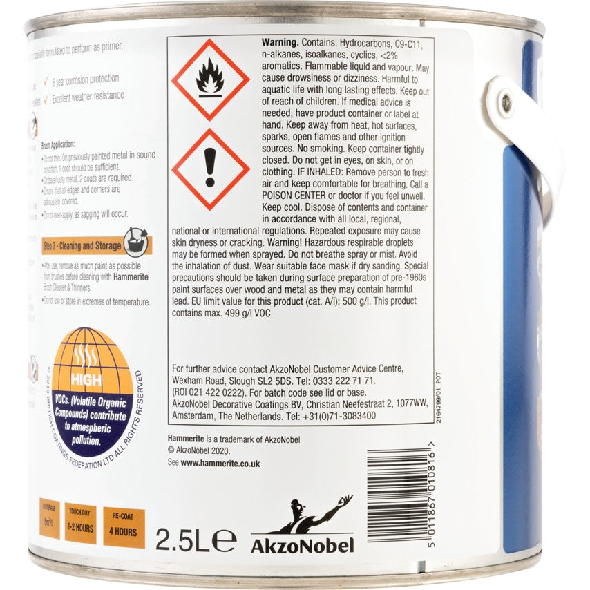Direct to Rust Smooth Dark Blue Metal Paint - 2.5LTR