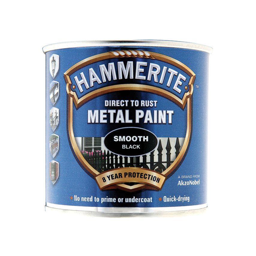 Direct to Rust Smooth Finish Metal Paint Black 250ml HMMSFBL250