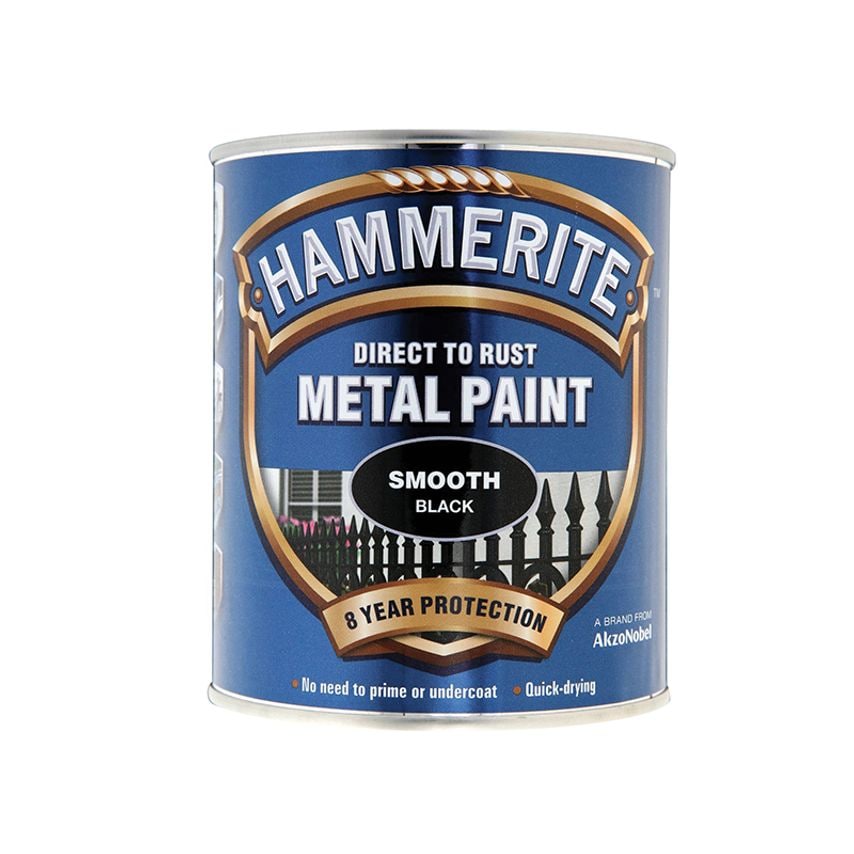 Direct to Rust Smooth Finish Metal Paint Black 750ml HMMSFBL750