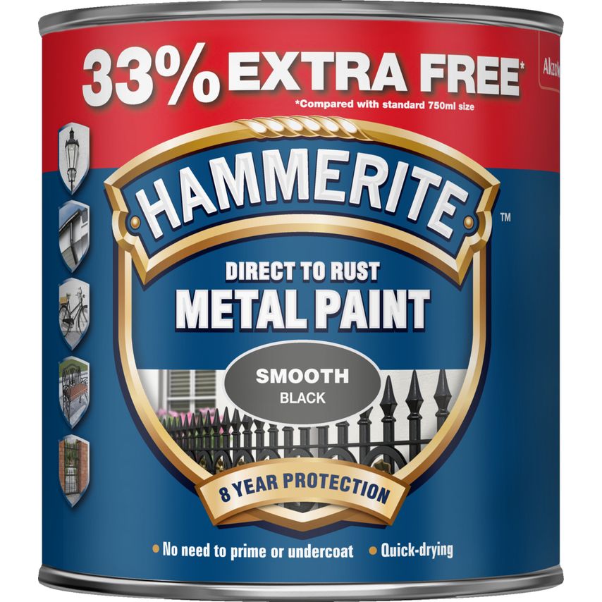 Direct to Rust Smooth Finish Metal Paint Black 750ml + 33%