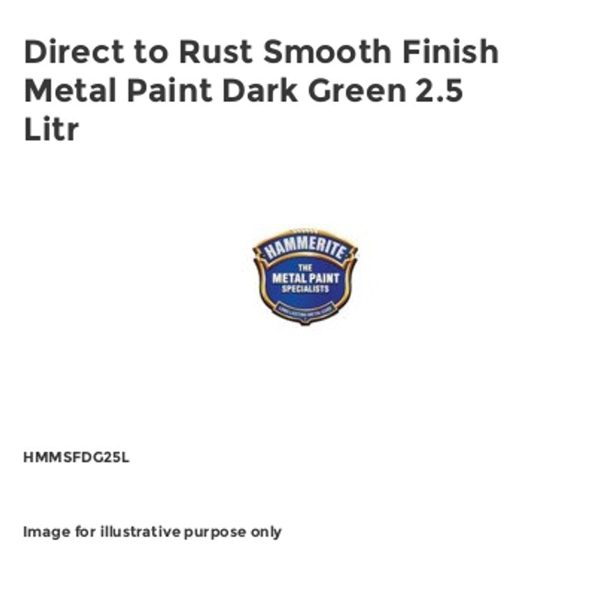 Direct to Rust Smooth Finish Metal Paint Dark Green 2.5 Litr HMMSFDG25L