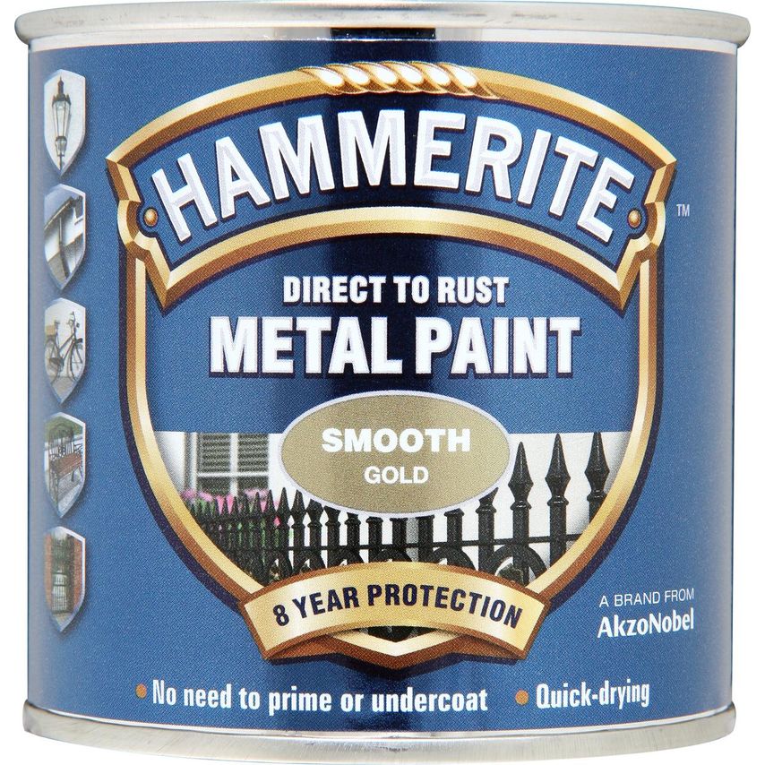 Direct to Rust Smooth Finish Metal Paint Gold 250ml