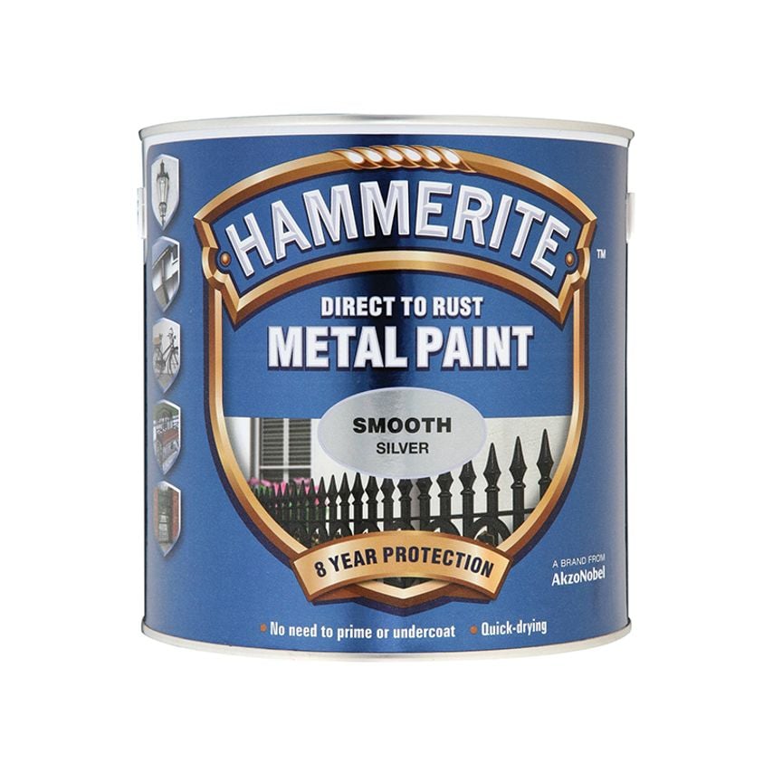 Direct to Rust Smooth Finish Metal Paint Silver 2.5 Litre HMMSFS25L