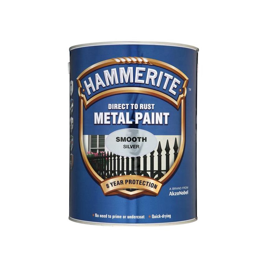 Direct to Rust Smooth Finish Metal Paint Silver 5 Litre HMMSFS5L