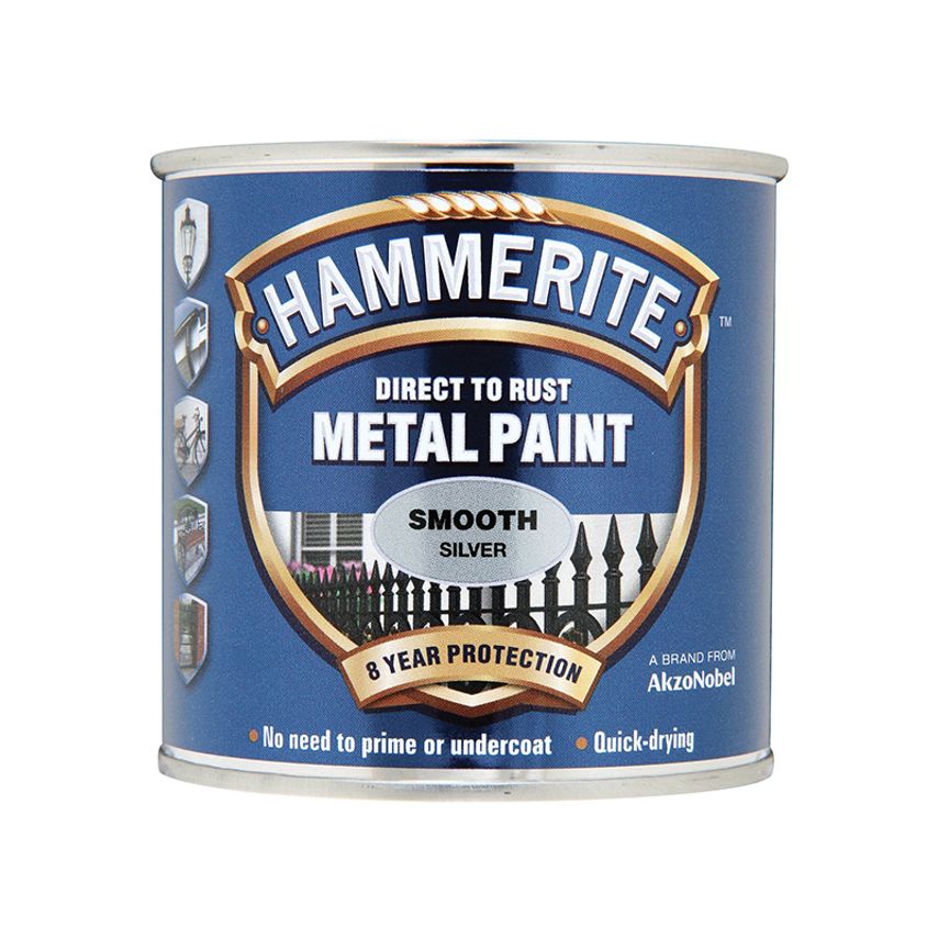 Direct to Rust Smooth Finish Metal Paint Silver 750ml HMMSFS750