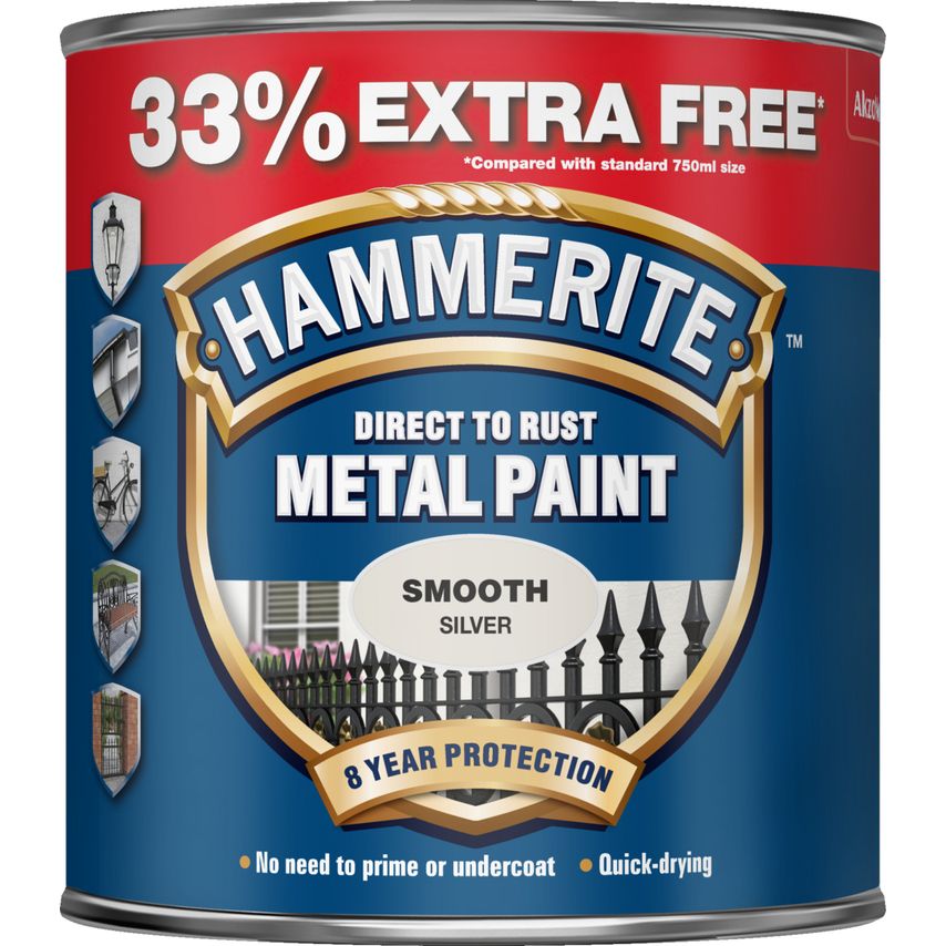 Direct to Rust Smooth Finish Metal Paint Silver 750ml + 33%