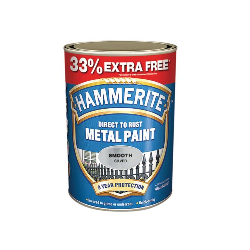 Direct to Rust Smooth Finish Metal Paint Silver 750ml + 33% HMMSFS750AV
