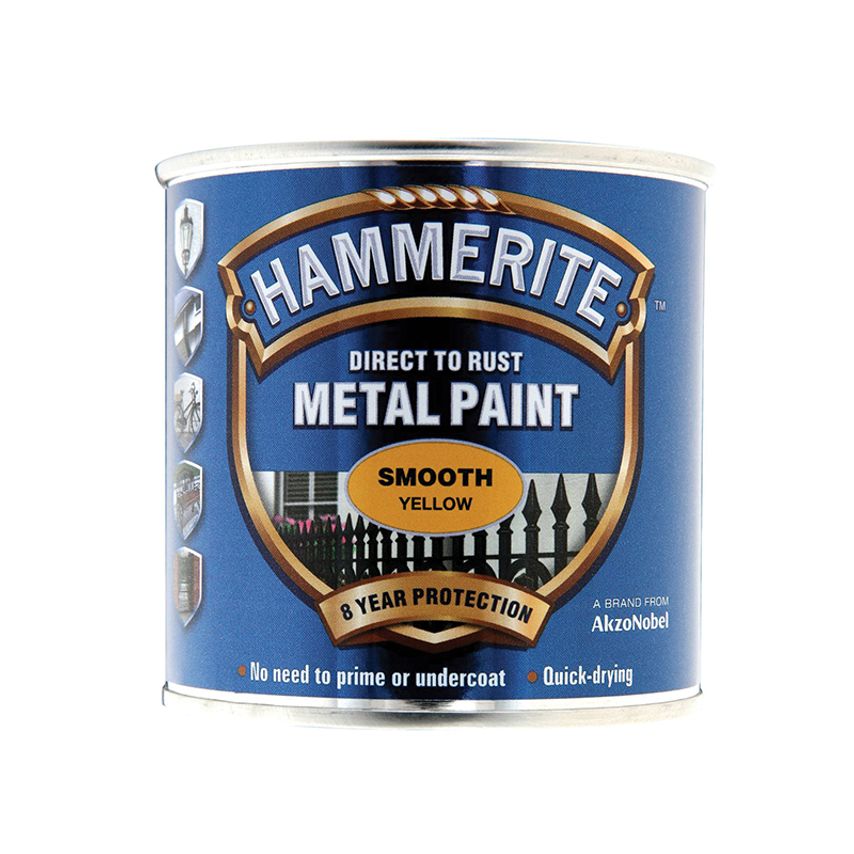 Direct to Rust Smooth Finish Metal Paint Yellow 250ml HMMSFY250