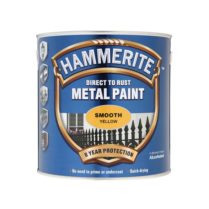 Direct to Rust Smooth Finish Metal Paint Yellow 2.5 Litre HMMSFY25L