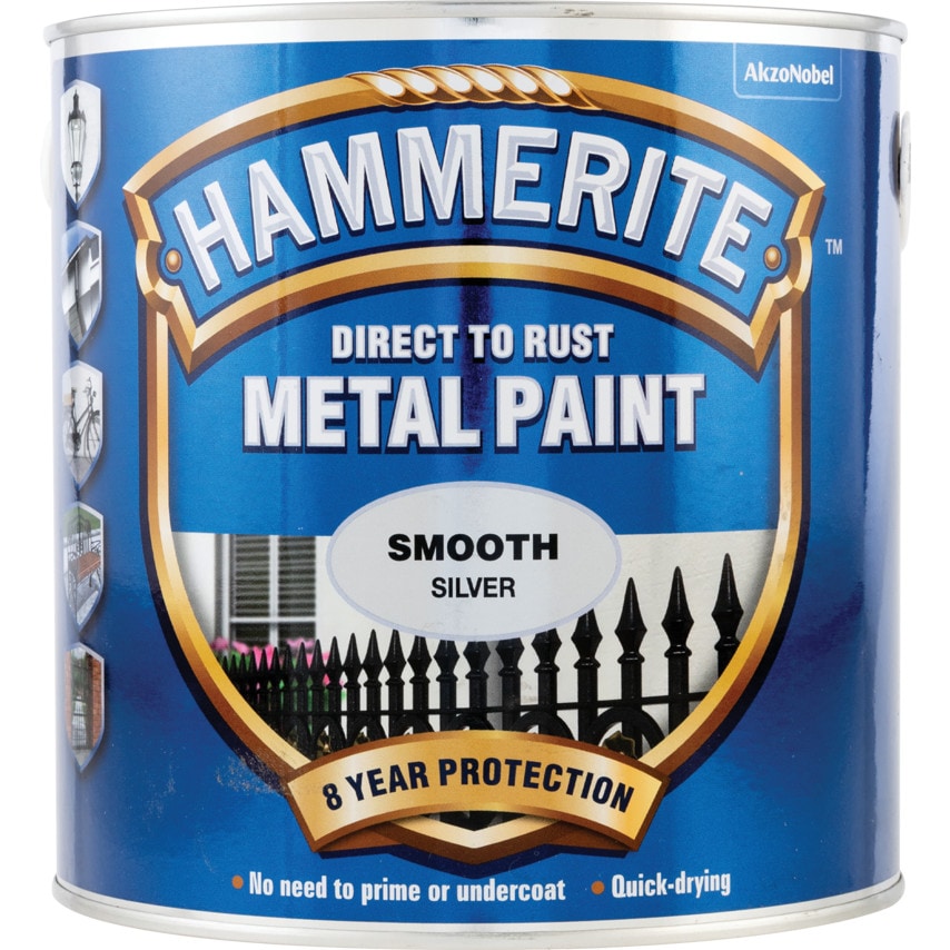 Direct to Rust Smooth Silver Metal Paint - 2.5LTR