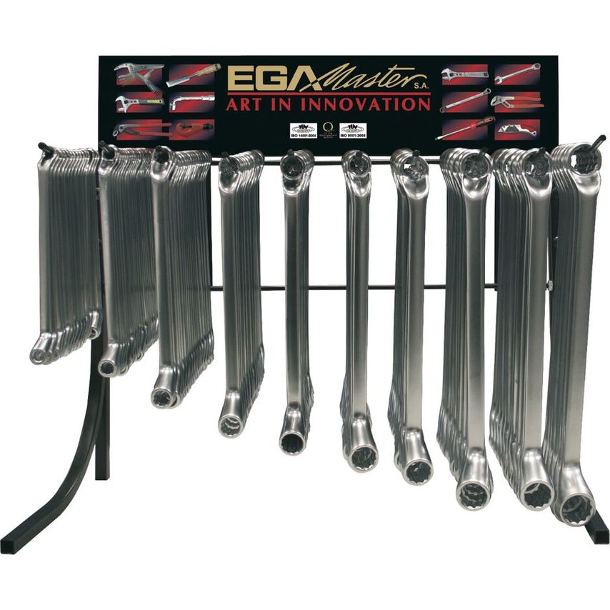 Display of De 165 Offset Wrenches 1/4-5/16" - 13/16-7/8" Mirror Polished Chrome Plating 55659