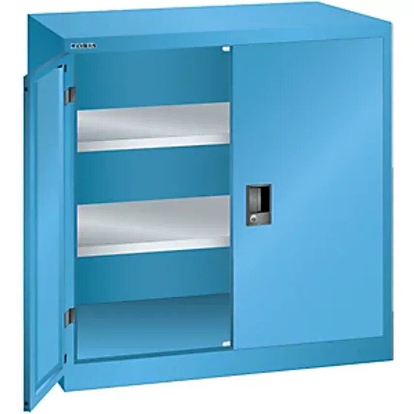 Double Door Cupboard, 2 Shelves, Width 1000mm, Light Blue