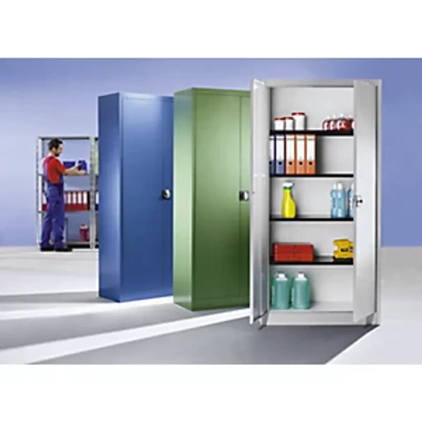 Double Door Cupboard - HxW (External) 1950 X 950mm - Depth 500mm, Reseda Green RAL 6011