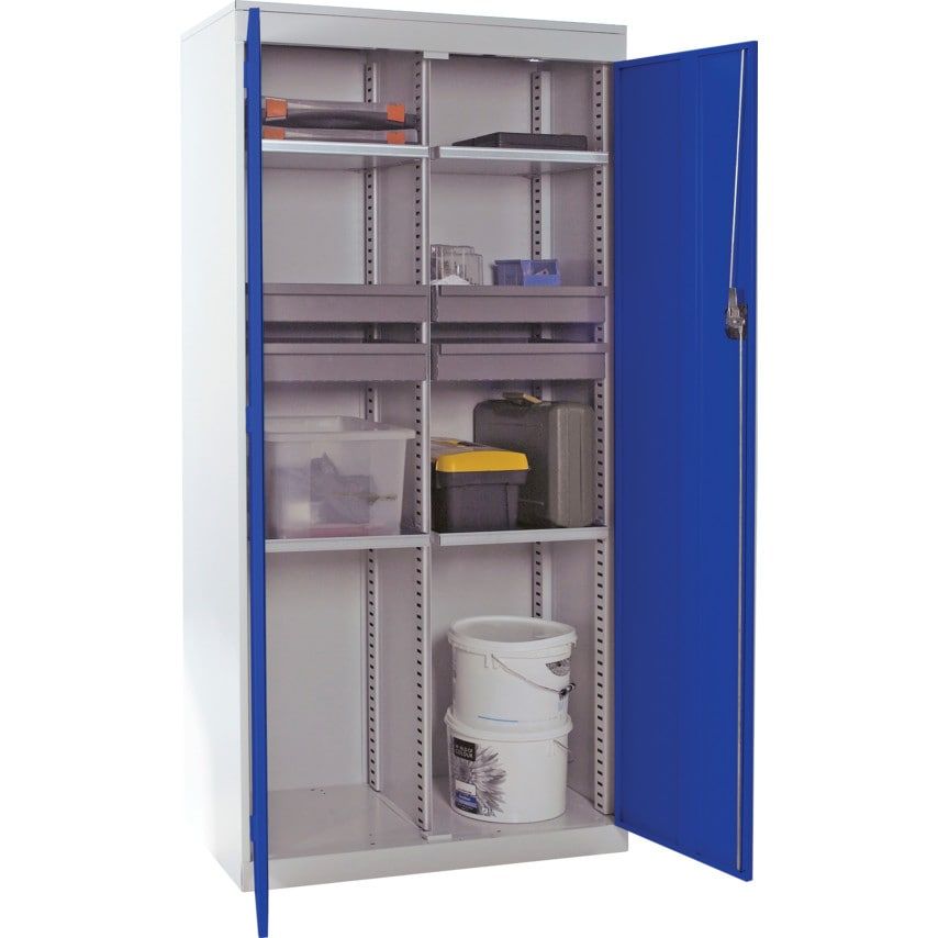 Double Door Tool Cabinet, 4 Drawers 4 Shelves