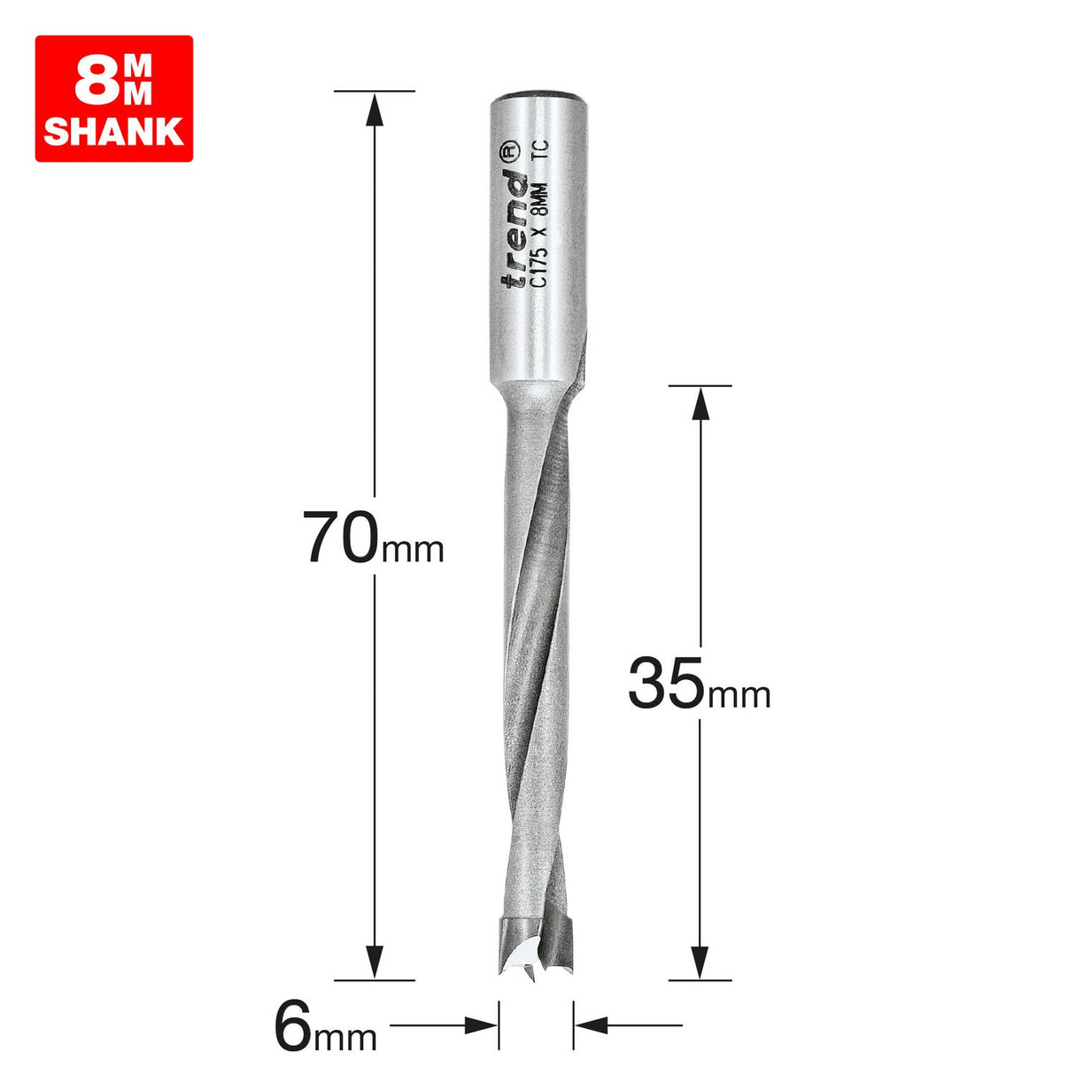 Dowel Drill 6mm x 35mm Cut - C175X8MMTC