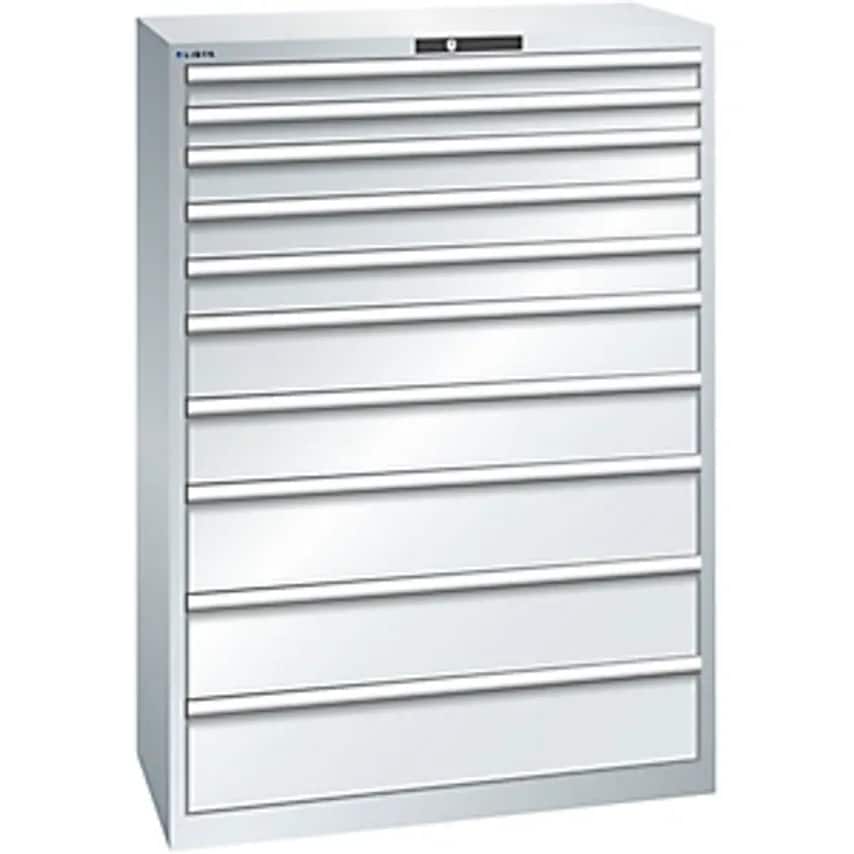 Drawer Cupboard, 10 Drawers, WxDxH 1023 X 725 X 1450mm, Light Grey