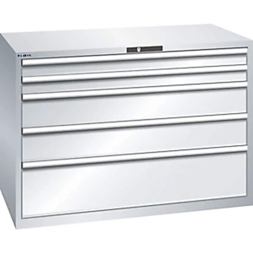 Drawer Cupboard, 5 Drawers, WxDxH 1431 X 725 X 1000mm, Light Grey