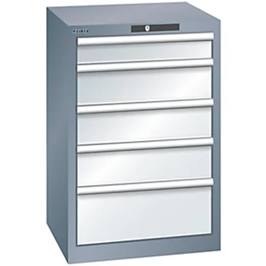 Drawer Cupboard, 5 Drawers, WxDxH 564 X 572 X 850mm, Grey Metallic/Light Grey