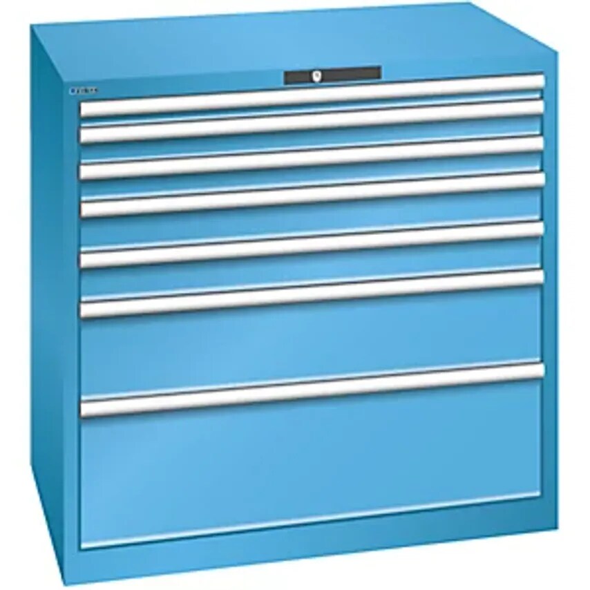 Drawer Cupboard, 7 Drawers, WxDxH 1023 X 725 X 1000mm, Light Blue