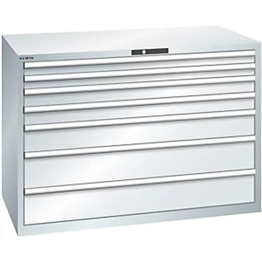 Drawer Cupboard, 7 Drawers, WxDxH 1431 X 725 X 1000mm, Light Grey