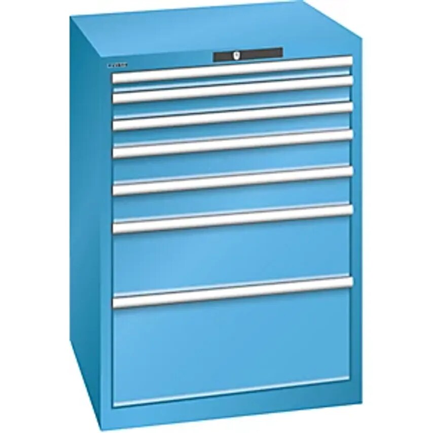 Drawer Cupboard, 7 Drawers, WxDxH 717 X 725 X 1000mm, Light Blue