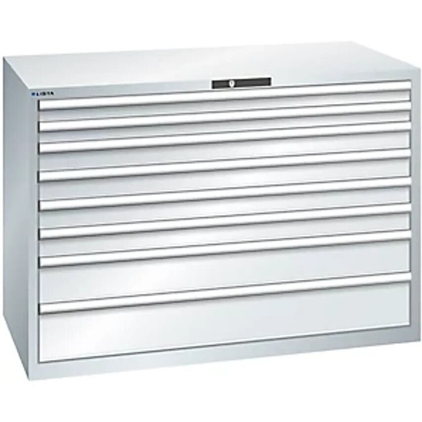 Drawer Cupboard, 8 Drawers, WxDxH 1431 X 725 X 1000mm, Light Grey