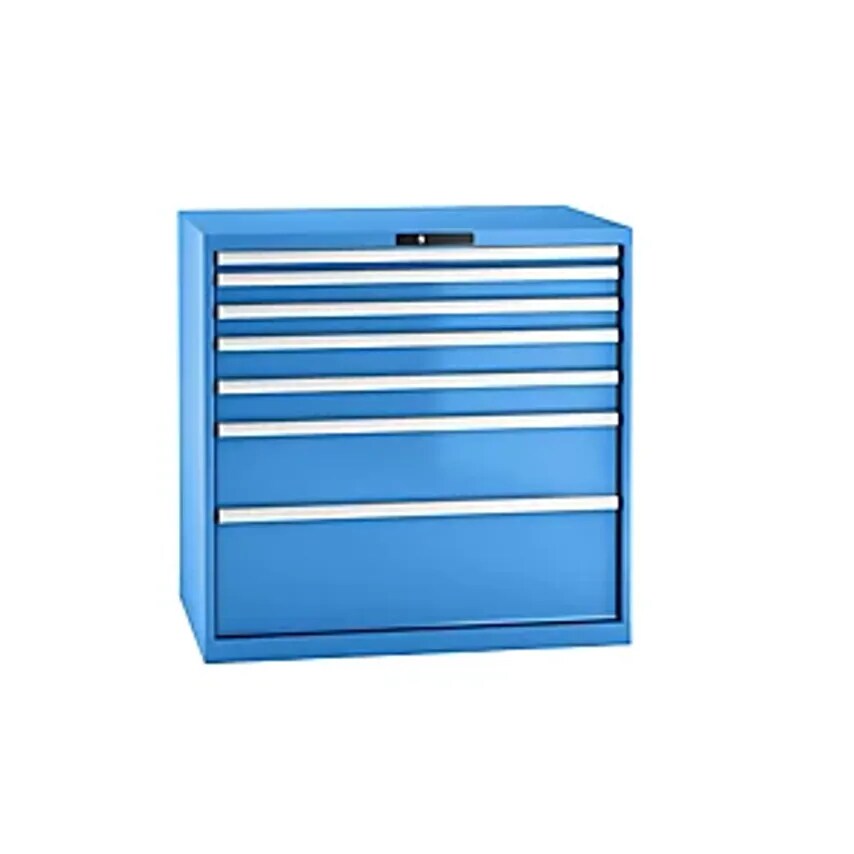 Drawer Cupboard, Sheet Steel, HxW 1000 X 1023mm, 7 Drawers, Max. Load 75 Kg, Light Blue