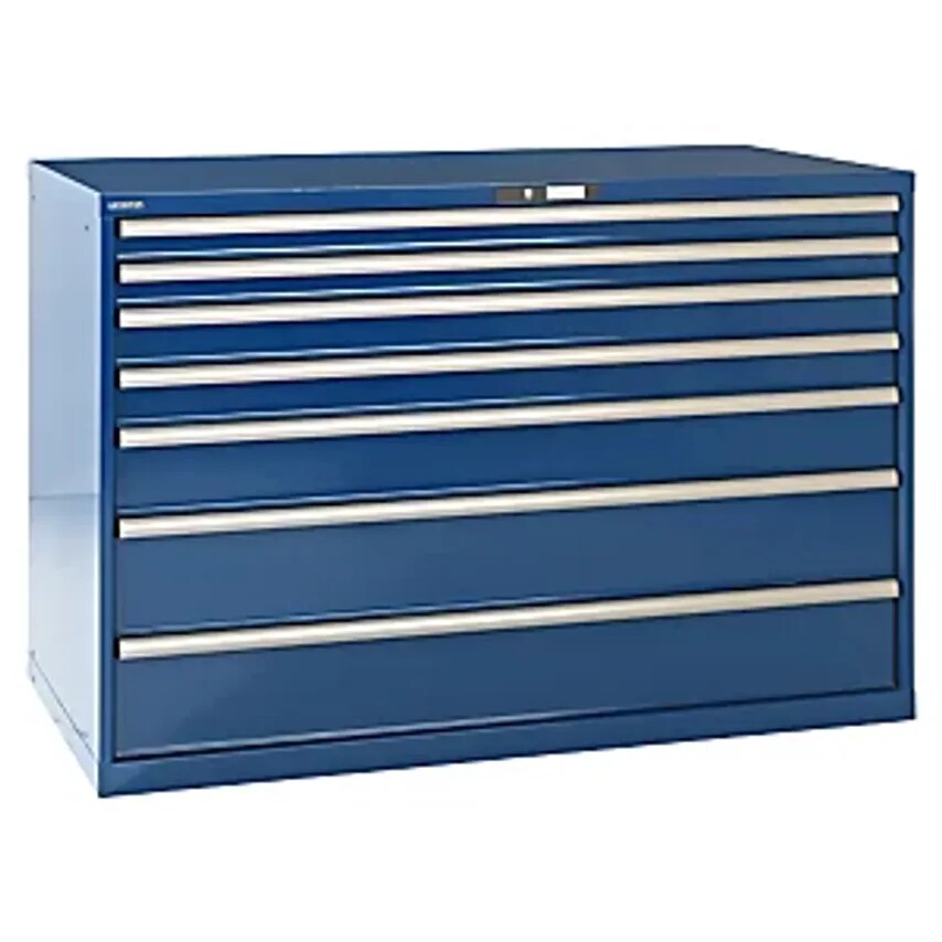 Drawer Cupboard, Sheet Steel, HxW 1000 X 1431mm, 7 Drawers, Max. Load 200 Kg, Gentian Blue
