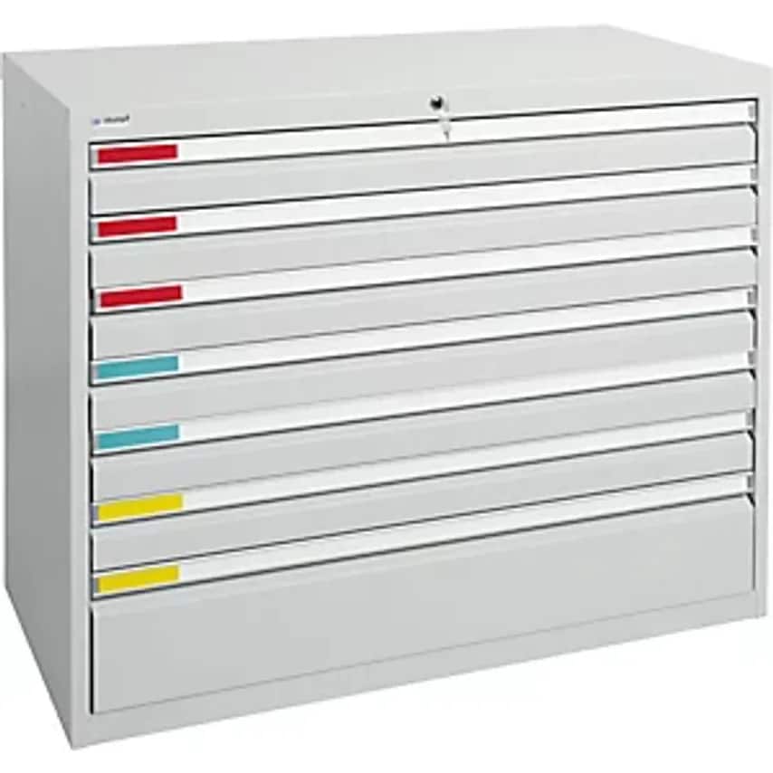 Drawer Cupboard, Width 1000mm, 7 Drawers, Light Grey