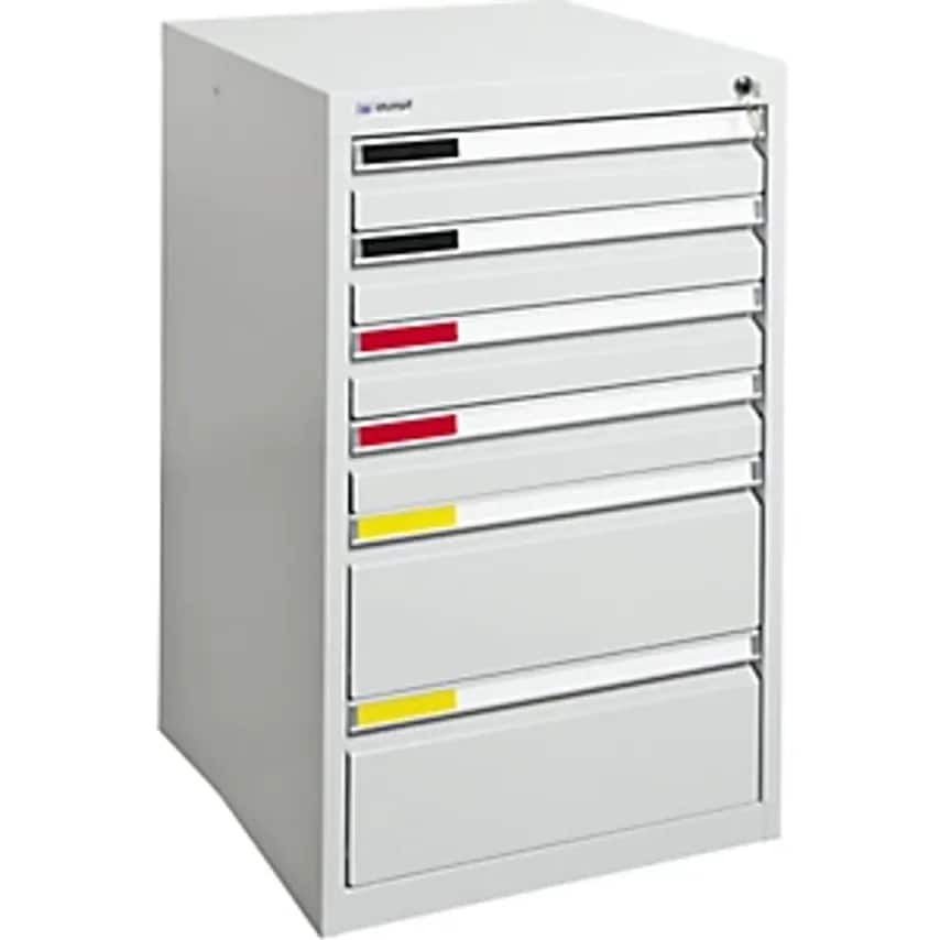 Drawer Cupboard, Width 500mm, 6 Drawers, Light Grey