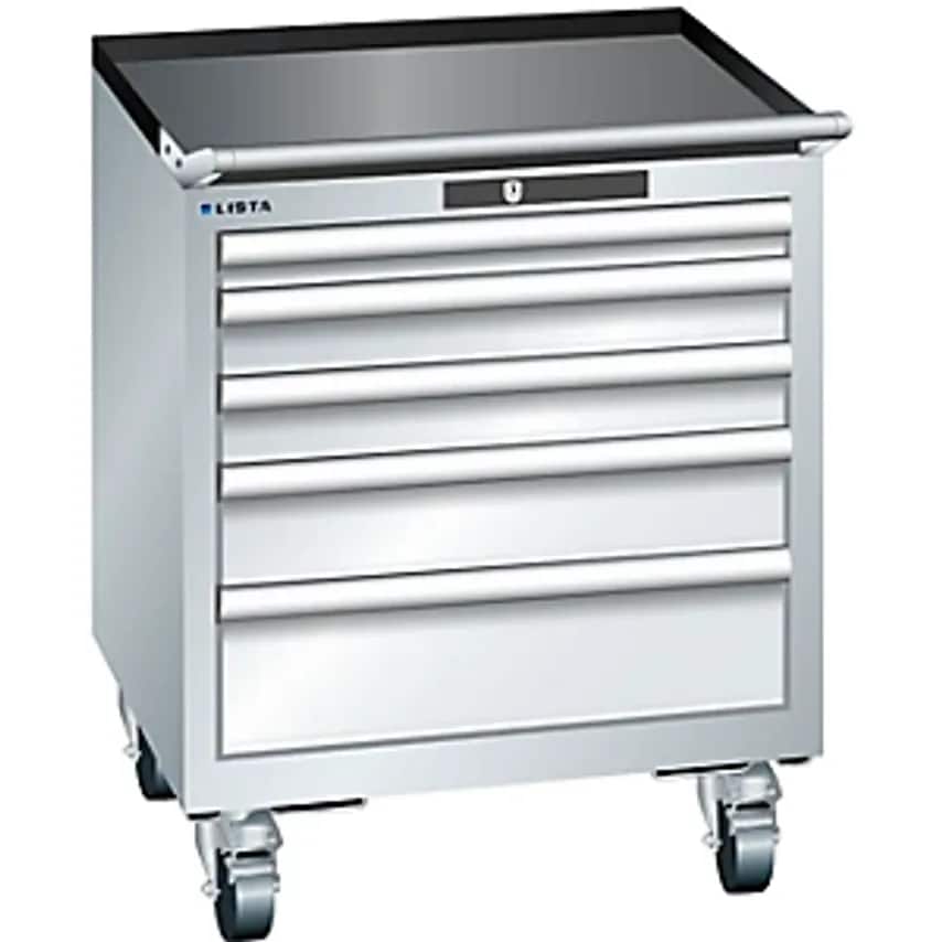Drawer Cupboard, Width 564mm, Mobile, 5 Drawers, HxD 723 X 572mm, Light Grey