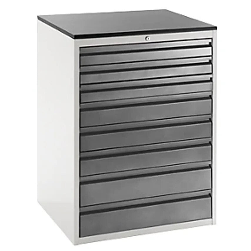 Drawer Cupboard With Telescopic Guides - Height 1030mm - Drawers: 3 X 90, 3 X 120, 2 X 150mm, Light Grey/Charcoal, Width 770mm