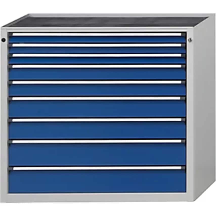 Drawer Cupboard, WxD 1060 X 675mm, 9 Drawers, Height 1280mm, Front In Gentian Blue