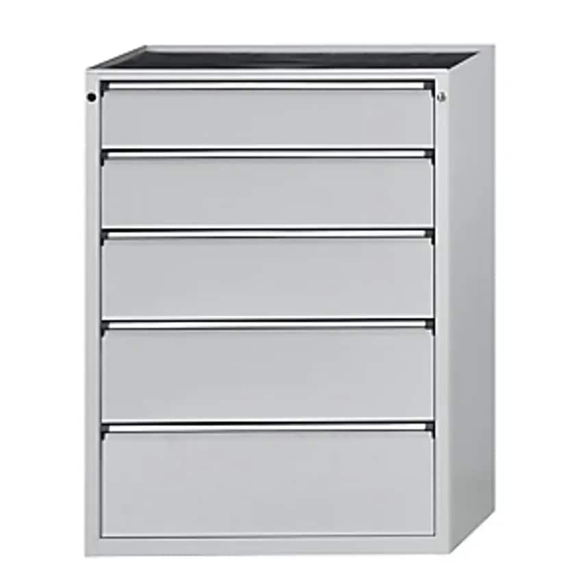 Drawer Cupboard, WxD 760 X 675mm, 5 Drawers, Height 1280mm, Front In Light Grey