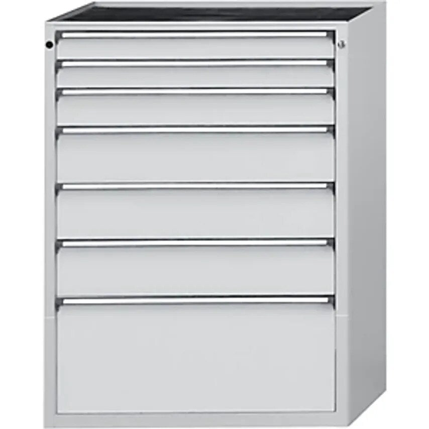 Drawer Cupboard, WxD 910 X 675mm, 7 Drawers, Height 1280mm, Front In Light Grey